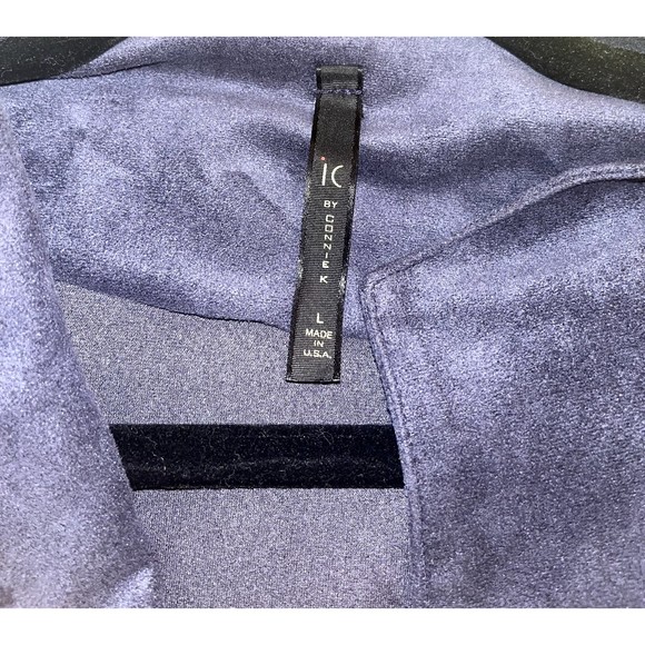 IC By Connie K Sz Large Navy Blue Asymmetrical Jacket Faux Suede Oversized Look - Picture 3 of 5